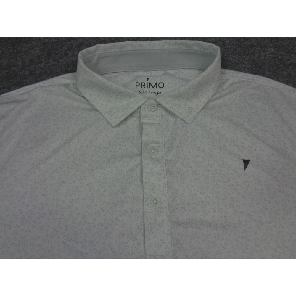 Primo Shirt Mens L White Gray Floral Performance Golf Athletic
